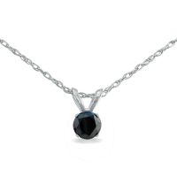 1/8ct Black Diamond Solitaire Pendant in Sterling Silver