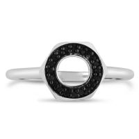 Bolt Ring With Black Diamonds Crafted In Solid Sterling Silver