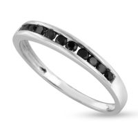 1/4ct Channel Set Black Diamond Anniversary Band in Sterling Silver