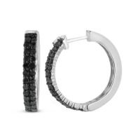 1ct Black Diamond Pave Hoop Earrings
