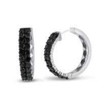 2ct Black Diamond Pave Hoop Earrings