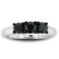 1ct Triple Black Diamond Ring Crafted In Solid Sterling Silver, Available in Other Diamond Weights