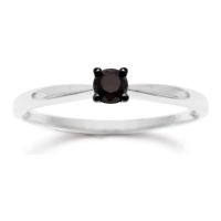 1/4ct Black Diamond Solitaire Ring Crafted In Solid Sterling Silver