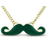 Green Mustache Necklace, 26 Inches