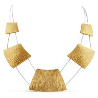 Brushed Gold Tone Geometric Necklace, 18 Inches