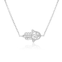 Sterling Silver Hamsa Necklace, 18 Inches