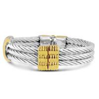 Two-Tone Twist Cable X Bangle Bracelet