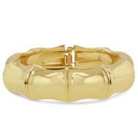 Large Gold-Tone Grooved Bangle Bracelet