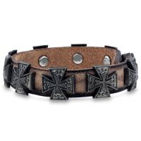 Men's Celtic Cross Leather Bracelet