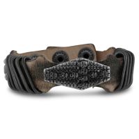 Men's Skull and Cross Leather Bracelet