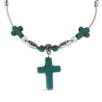 Turquoise Cross Necklace, 18 Inches