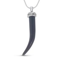 Men's Black Onyx Italian Horn Necklace, 18 Inches