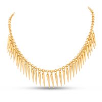 Dangling Gold Spike Bib Necklace, 18 Inches
