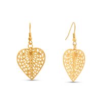 Gold Heart Shape Leaf Earrings, 1 1/2 Inches
