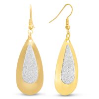 Pear Shape Shimmering Gold Dangle Earrings, 2 Inches
