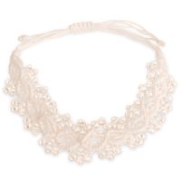 Adjustable Hand Woven White String and Crystal Bracelet