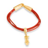 Dangling Owl and Red Leather Bracelet, 7 Inches

