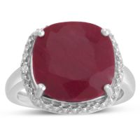 9ct Cushion Cut Ruby and Halo Diamond Ring Crafted In Solid Sterling Silver