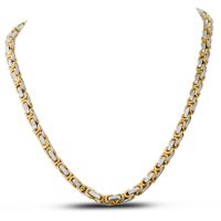 Men's Two-Tone Curved Link Necklace