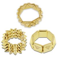 Set Of Three Gold Bracelets - Spike, Pyramid and Geometric Styles
