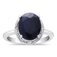 3ct Oval Shape Halo Sapphire and Diamond Ring Crafted In Solid Sterling Silver