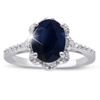 2ct Oval Shape Floral Halo Sapphire and Diamond Ring Crafted In Solid Sterling Silver