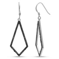 1/2ct Black Diamond Geometric Dangle Earrings Crafted In Solid Sterling Silver