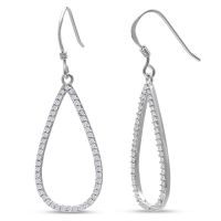 1/2ct Diamond Teardrop Dangle Earrings Crafted In Solid Sterling Silver