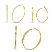 Set of 3 Golden Hoop Earrings
