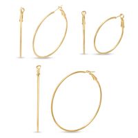 Set Of Three Basic Gold Tone Hoop Earrings - 1 1/2, 2 and 2 1/2 Inches