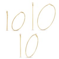 Set of 3 Large Basic Yellow Gold Hoop Earrings
