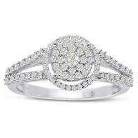 CRAZY DEAL ON THE LAST ONE!! 1/2ct Pave Halo Diamond Engagement Ring Crafted In Solid White Gold