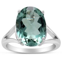 5 1/2ct Oval Shape Green Amethyst Ring Crafted In Solid Sterling Silver