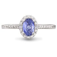 Oval Tanzanite and Diamond Halo Ring