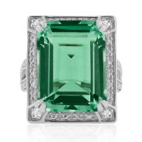 11ct Emerald Cut Green Amethyst Ring. Only Sizes 4, 4.5, 5, Available
