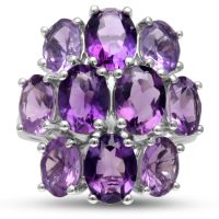 14ct Amethyst Cluster Ring, Ombre Style, Crafted In Solid Sterling Silver