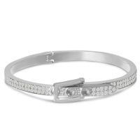 Swarovski Elements Buckle Bangle Bracelet In Silver Tone