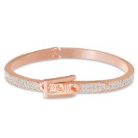 Swarovski Elements Buckle Bangle Bracelet In Rose Gold Tone