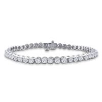 7.5 Inch, 3.21ct Round Based Diamond Tennis Bracelet in 14k White Gold