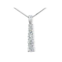 1/4ct Stick Style Journey Diamond Pendant in 14k White Gold
