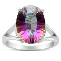 Fantastic Blowout! 5 1/2ct Oval Shape Mystic Topaz Ring Crafted In Solid Sterling Silver 