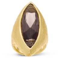 Brushed Gold Smoky Marquise Gemstone Ring