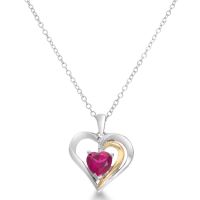 1ct Created Ruby and Diamond Two Tone Heart Pendant