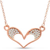 Swarovski Elements Bubble Heart Necklace In Rose Gold Tone, 18 Inches