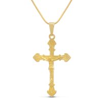 Gold Gothic Crucifix Necklace, 18 Inches