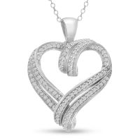 Contemporary 1/2 Carat Diamond Heart Necklace, 18 Inches