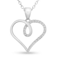 1/10ct Swirly Diamond Heart Pendant, 18 Inches