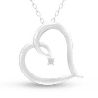 Reclining Simple Diamond Heart Necklace
