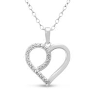 Feminine Diamond Heart Pendant, 18 Inches
