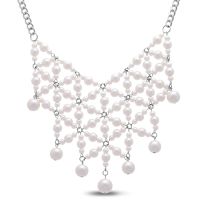 Blooming Pearl Bib Necklace, 18 Inches